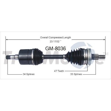 Surtrack Axle Cv Axle Shaft, Gm-8036 GM-8036